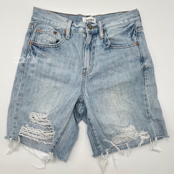 Pistola Light Wash Distressed Denim Shorts Size 25 - Picture 1 of 8